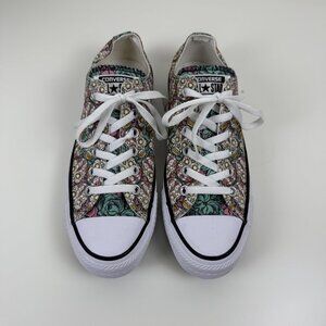 Converse Low Top Candy Skull Print Sneakers Womens Size 8.5 Streetwear Punk